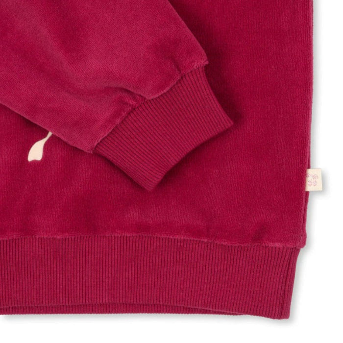Konges Slojd Velour Blouse Sangria with ribbed cuffs and hem; brand tag visible