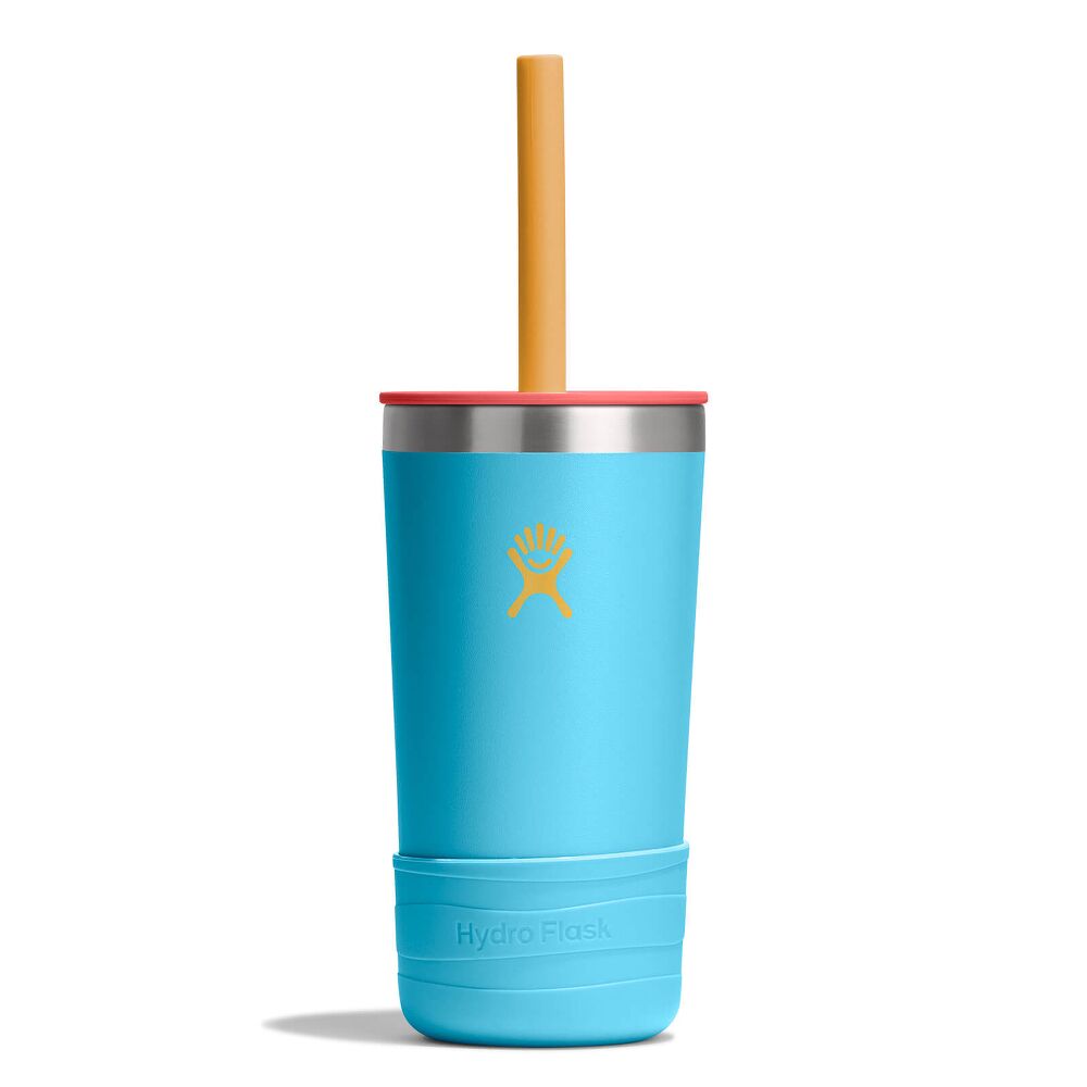 Hydro Flask Kids 12 oz Tumbler With Straw And Boot – Bluejay front view