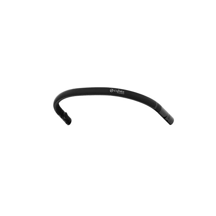 Lifestyle image of the Cybex Coya Stroller Bumper Bar in black, curved detachable safety guard shown as a stroller accessory.