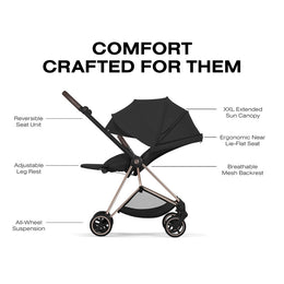 Cybex Platinum Mios 5 Stroller + Fold Cot + Cloud G Pro Recline Infant Car Seat Bundle
