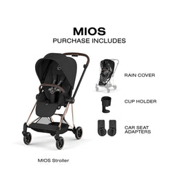 Cybex Platinum Mios 5 Stroller + Fold Cot + Cloud G Pro Recline Infant Car Seat Bundle