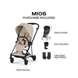 Cybex Platinum Mios 5 Stroller + Fold Cot + Cloud G Pro Recline Infant Car Seat Bundle