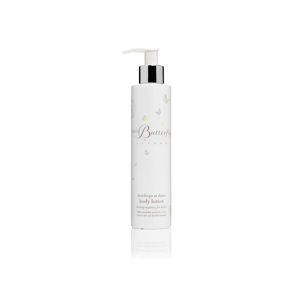 Little Butterfly London Body Lotion 200 ml bottle with pump, white clean design ready to dispense.