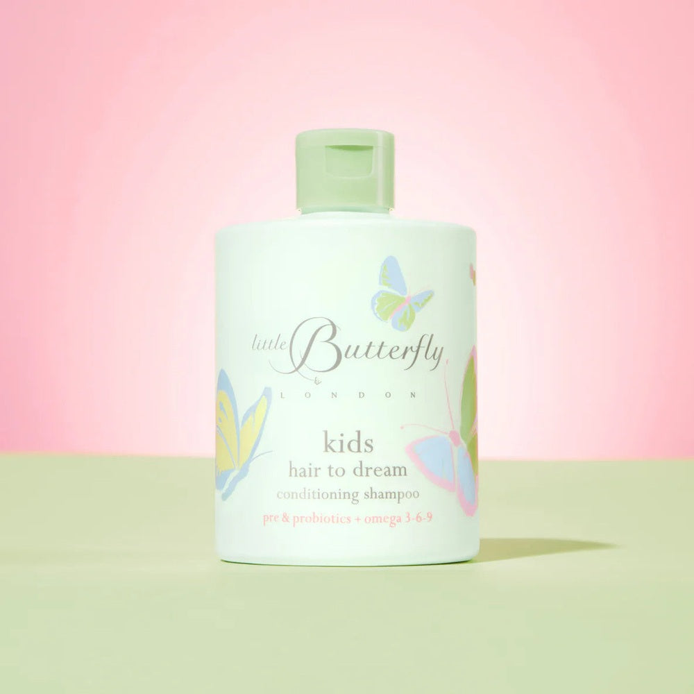 Little Butterfly London kids conditioning shampoo 300 ml bottle with pastel butterfly artwork