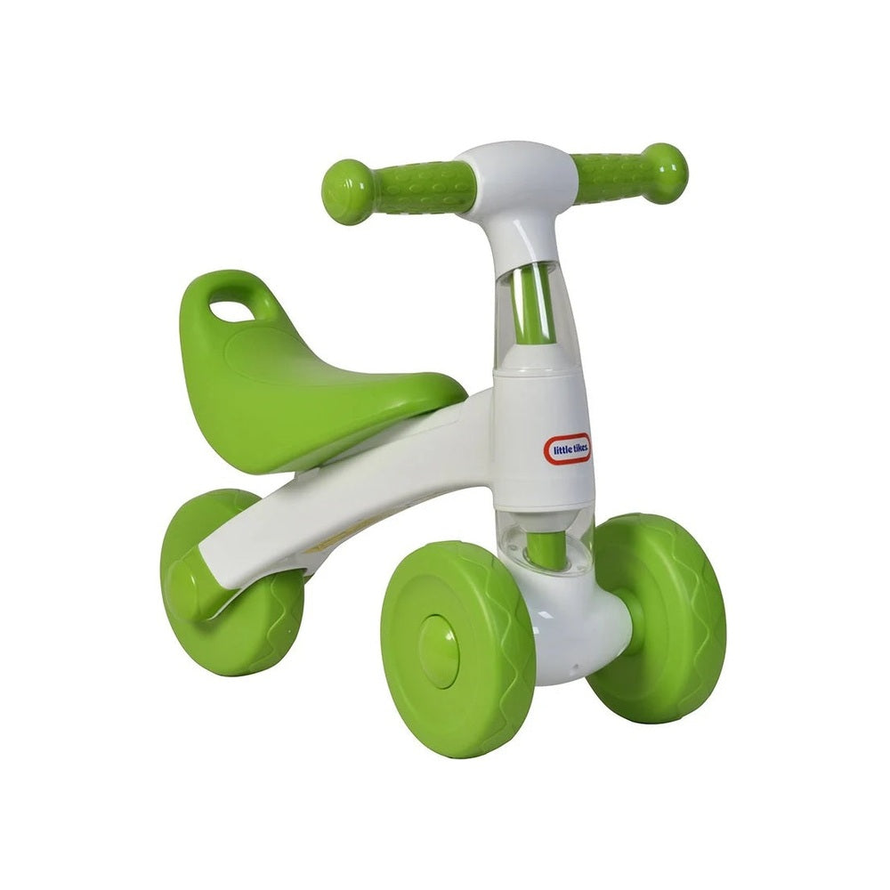 Little Tikes 3-in-1 ride-on tricycle scooter, white frame with green seat and bright green handlebars