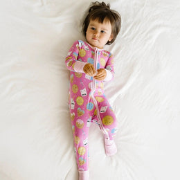 Littlesleepies Pink Cookies & Milk Bamboo Viscose Zippy