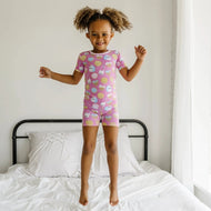 Littlesleepies Pink Cookies & Milk Two Piece Short Sleeve & Shorts Bamboo Viscose Pajama Set