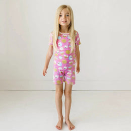 Littlesleepies Pink Cookies & Milk Two Piece Short Sleeve & Shorts Bamboo Viscose Pajama Set