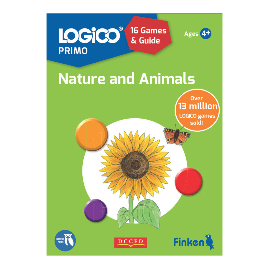 LOGICO PRIMO Nature and Animals English card-pack cover with sunflower and butterfly