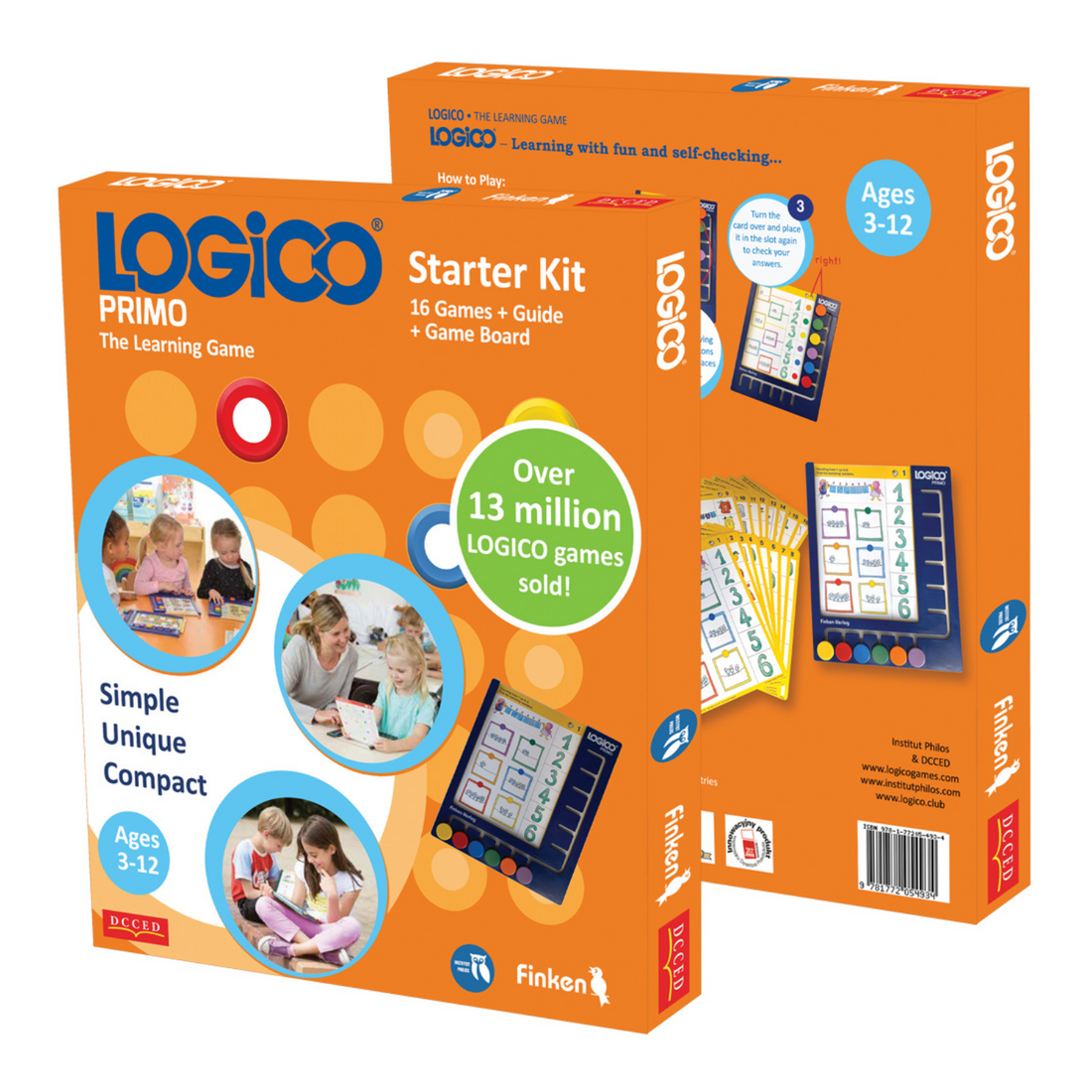 LOGICO PRIMO Starter Kit orange box with the game board and learning cards