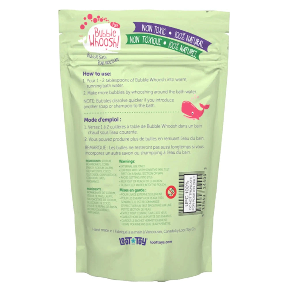 LOOT TOY CO. Loot Toy Co Bubble Whoosh Pure Watermelon resealable pouch with bilingual instructions and usage guide img 2/2