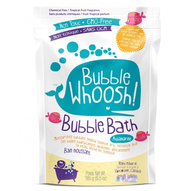 Loot Toy Co foaming bath powder Aquamarine for soothing, colorful bubble bath.