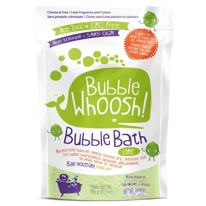 Loot Toy Co Foaming Bath Powder Lime in lime-green bubbly packaging with cartoon bubbles