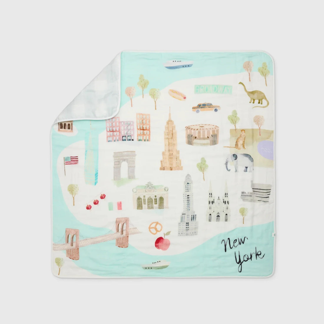 Loulou Lollipop Baby Muslin Quilt in Tanboocel® Bamboo Viscose - New York City — front product view.