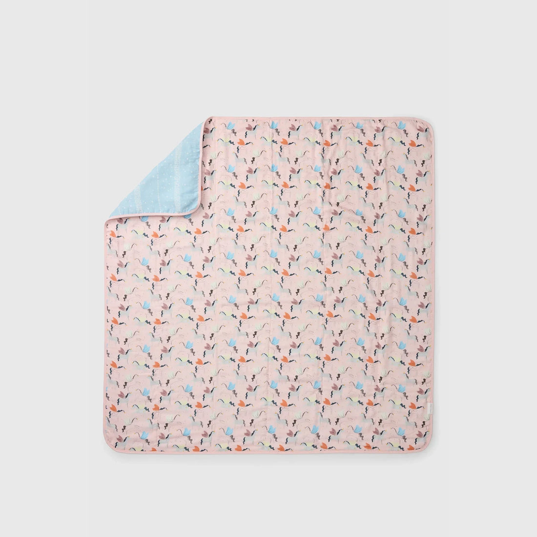 Loulou Lollipop Baby Muslin Quilt in Tanboocel® Bamboo Viscose - Unicorn Ballet — front product view.