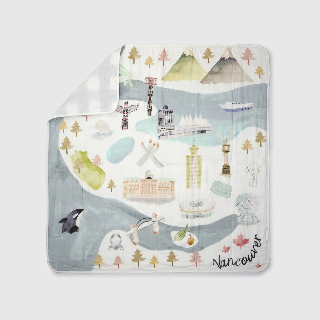 Loulou Lollipop Baby Muslin Quilt in Tanboocel® Bamboo Viscose - Vancouver — front product view.