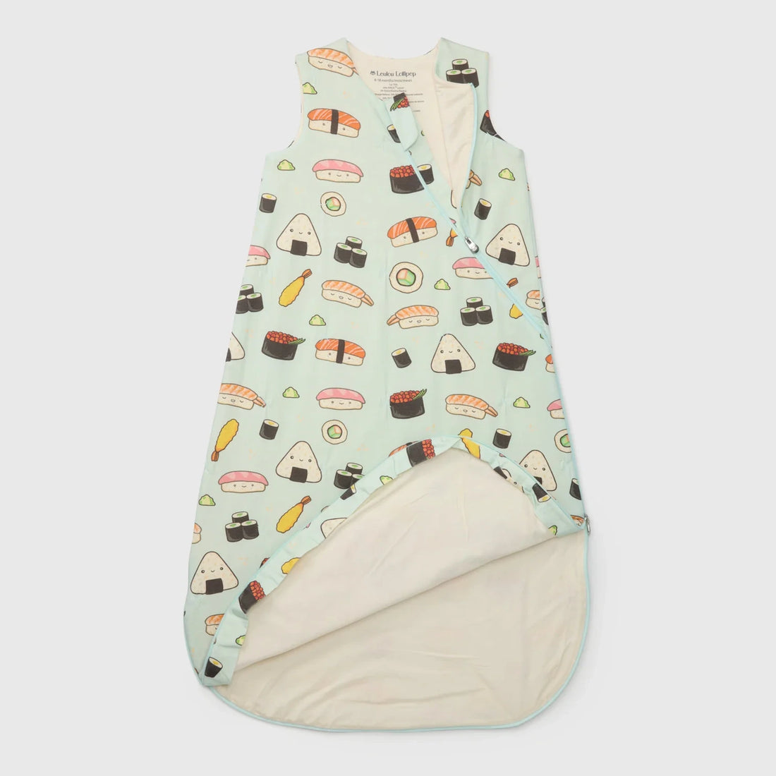 Loulou Lollipop Baby Sleep Bag 2.5 TOG in TENCEL™ Lyocell - Sushi — product view showing its shape and details.