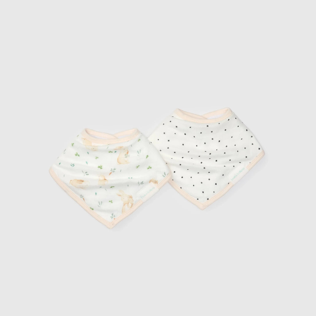 Loulou Lollipop Bandana Bib Set - 2 Pack - Bunny Meadow — front product view.