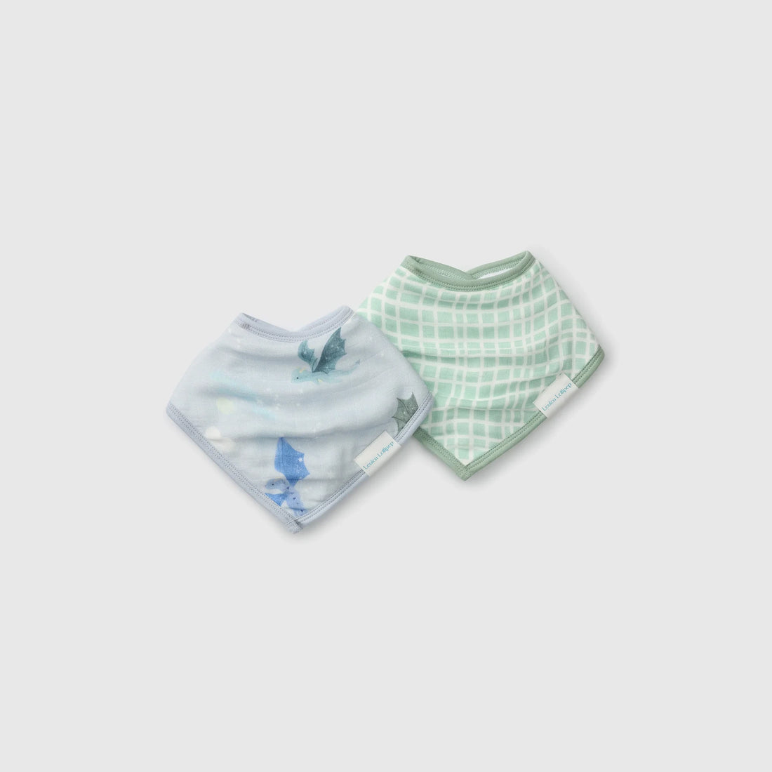 Loulou Lollipop Bandana Bib Set - 2 Pack - Magical Dragons — front product view.