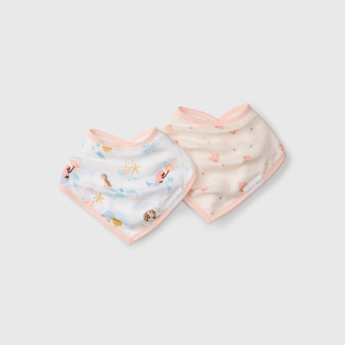 Loulou Lollipop Bandana Bib Set - 2 Pack - Mermaids — front product view.