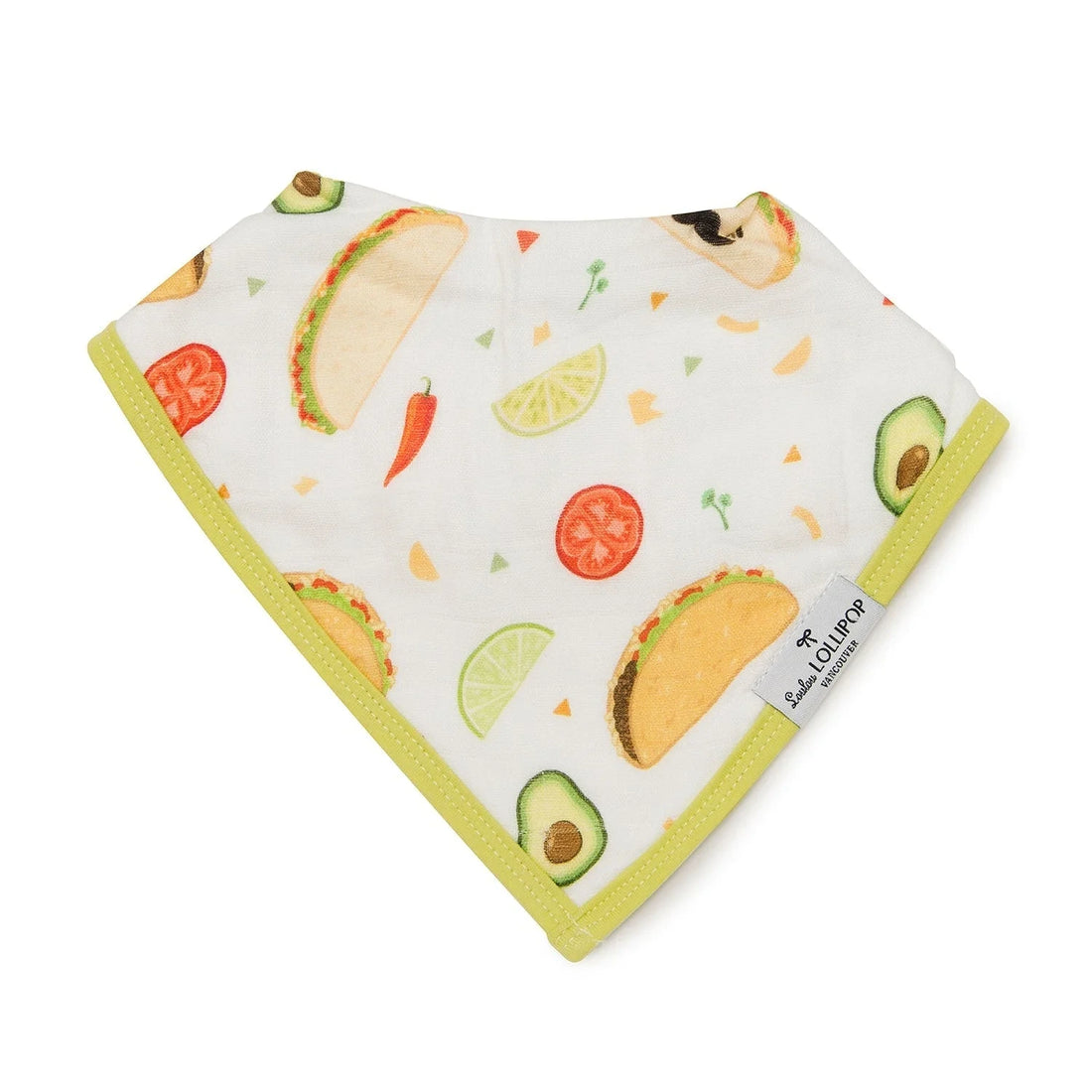Loulou Lollipop Bandana Bib Set - 2 Pack - Sushi/Taco — product view showing its shape and details.