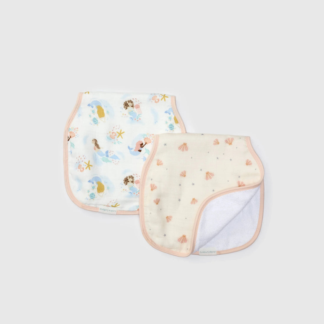 Loulou Lollipop Burp Cloth Set - 2 Pack - Mermaids — front product view.