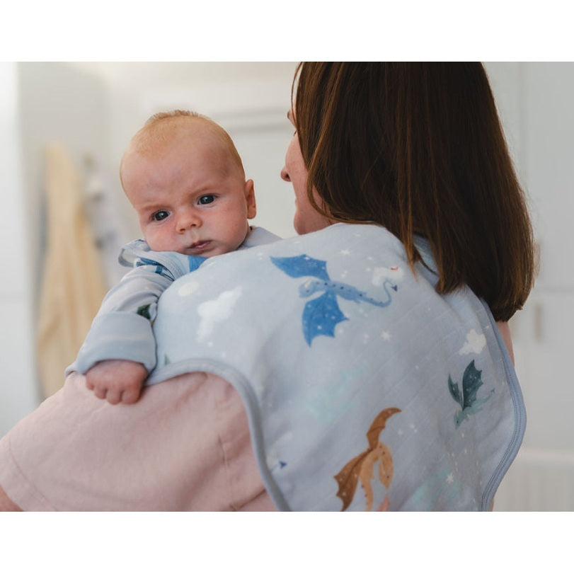 Burp Cloth Set - 2 Pack - Magical Dragons lifestyle view