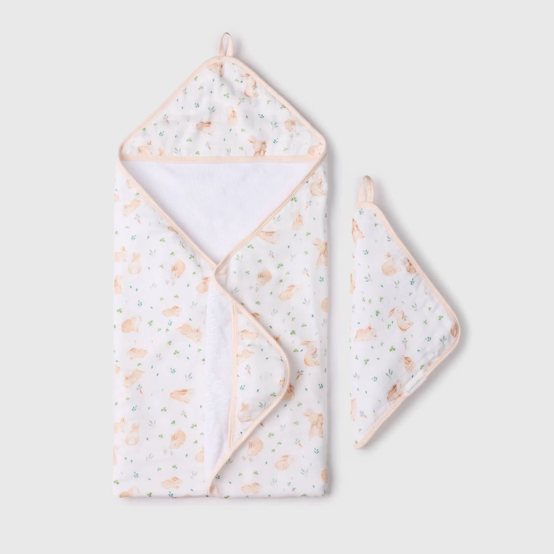 Loulou Lollipop Hooded Towel Set - Bunny Meadow — front product view.