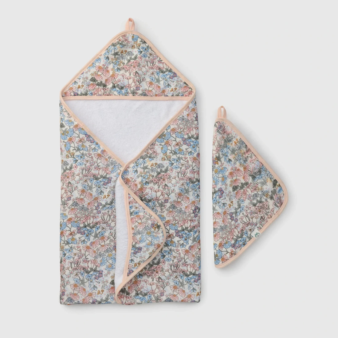 Loulou Lollipop Hooded Towel Set - English Garden — front product view.