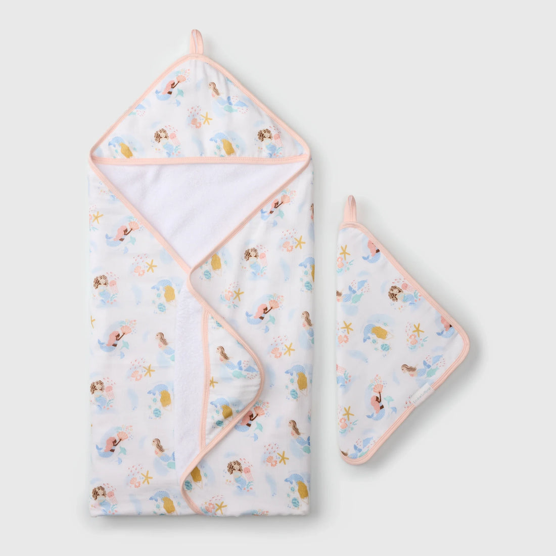 Loulou Lollipop Hooded Towel Set - Mermaids — front product view.