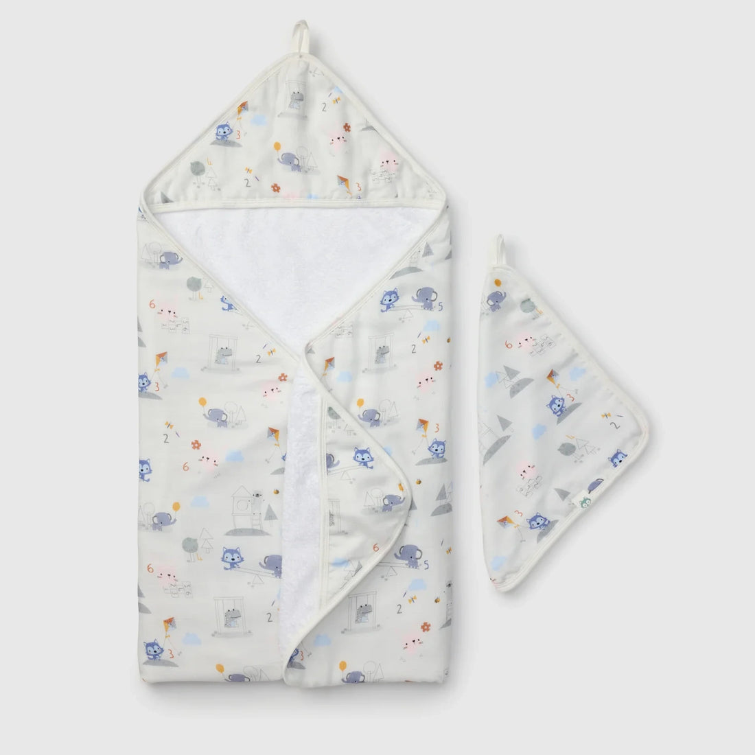Loulou Lollipop Hooded Towel Set - Mini Mathletes — front product view.
