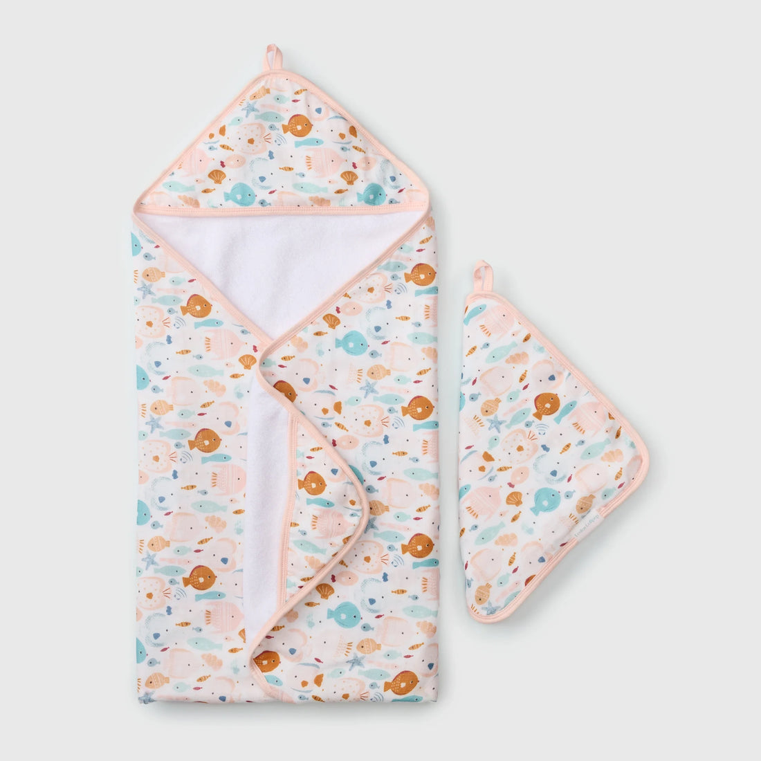 Loulou Lollipop Hooded Towel Set - Sun Kissed Shoal — front product view.