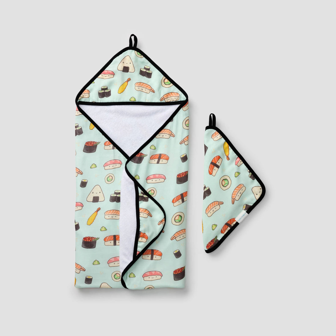 Loulou Lollipop Hooded Towel Set - Sushi — front product view.
