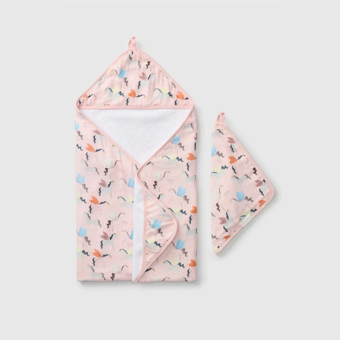 Loulou Lollipop Hooded Towel Set - Unicorn Ballet — front product view.