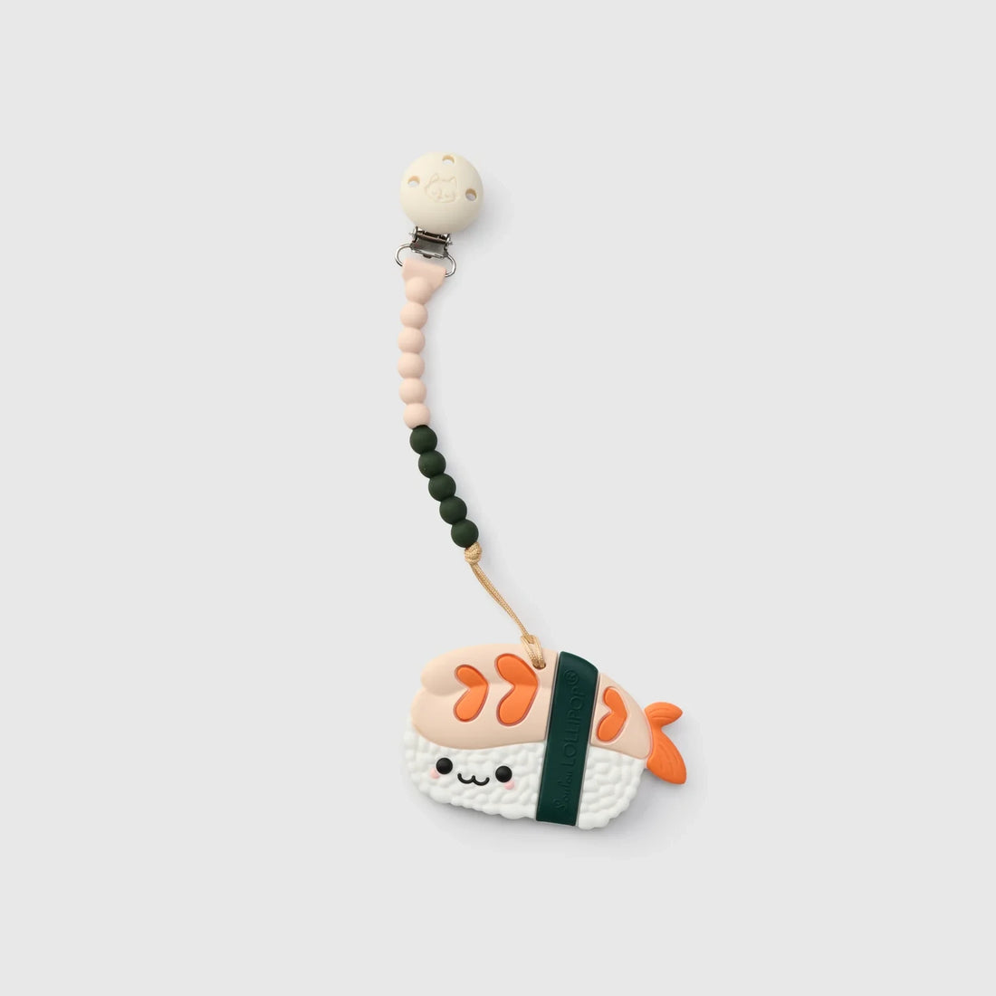 Loulou Lollipop OneC™ Silicone Clip Teether Set - Ebi Shrimp — front product view.