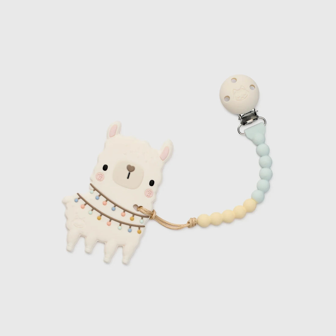 Loulou Lollipop OneC™ Silicone Clip Teether Set - Lane Llama — front product view.