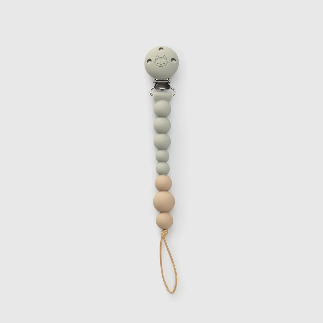 Loulou Lollipop OneC™ Silicone Pacifier Clip - Grey — front product view.