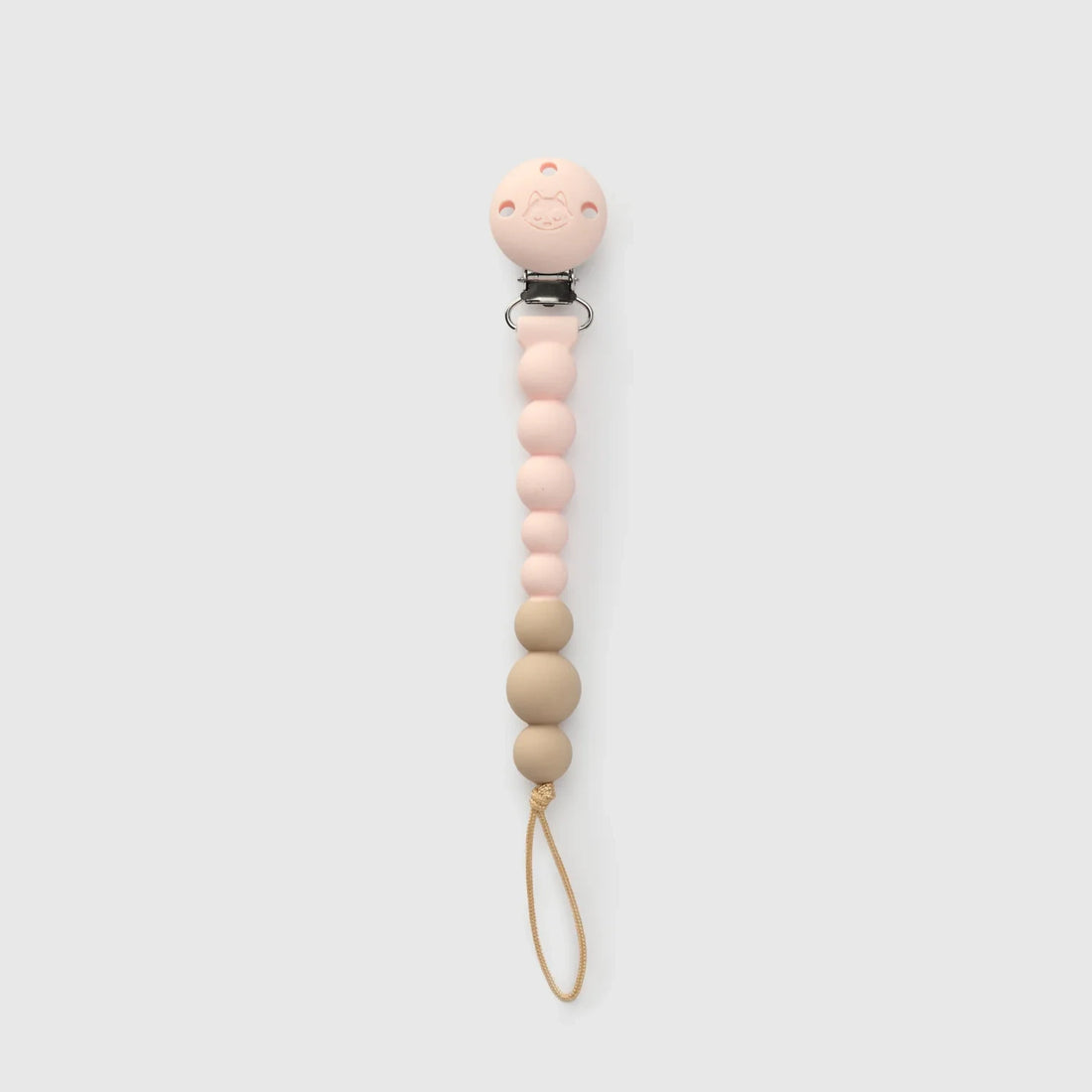 Loulou Lollipop OneC™ Silicone Pacifier Clip - Pink Quartz — front product view.
