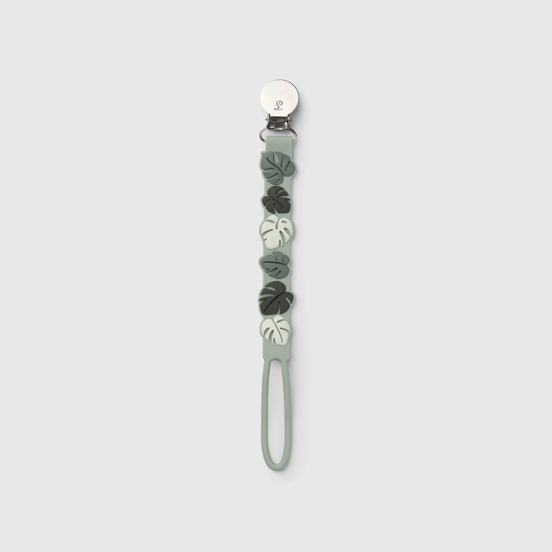 Loulou Lollipop Pacifier Clip - Beadless - Monstera — front product view.
