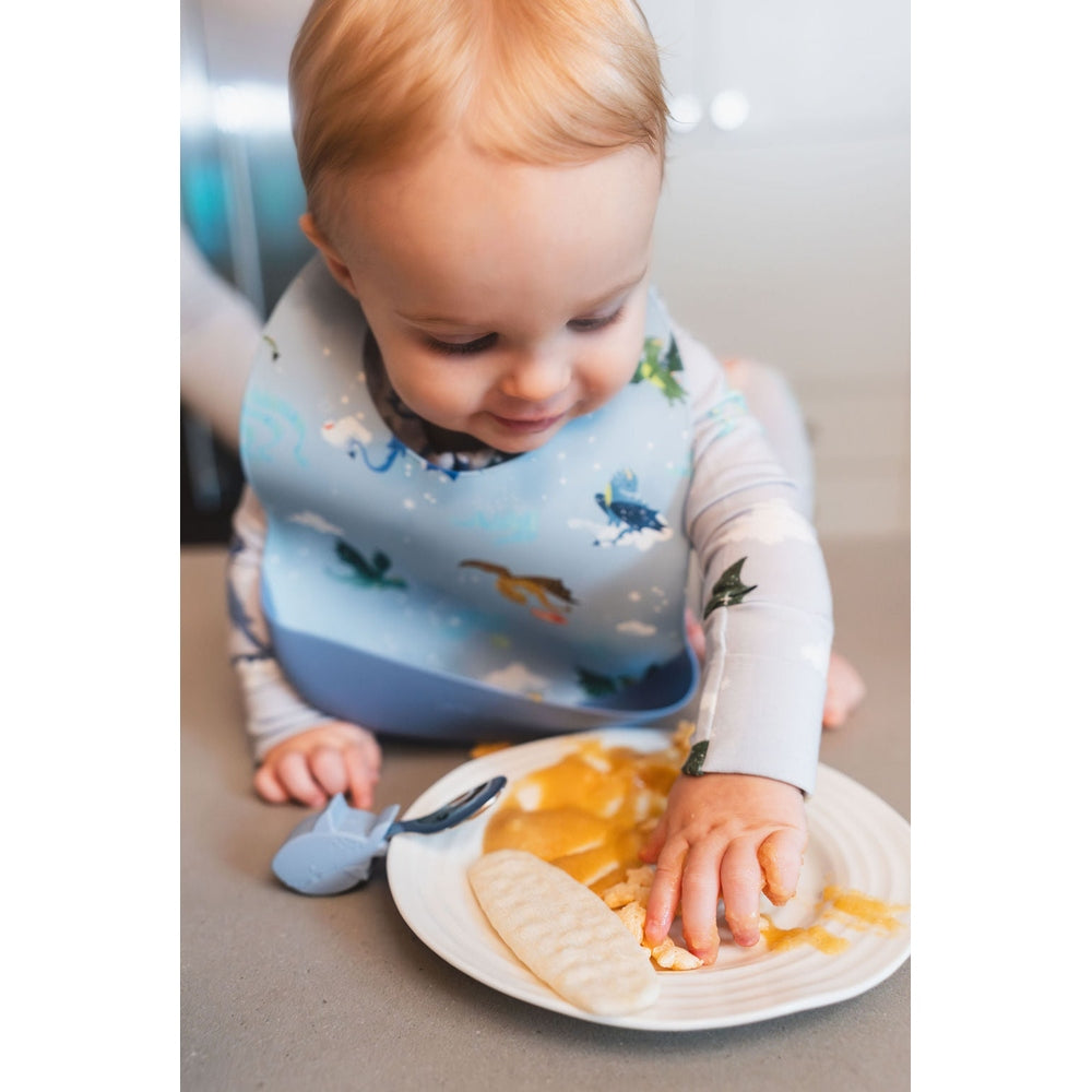 Silicone Bib Printed - Magical Dragons lifestyle view