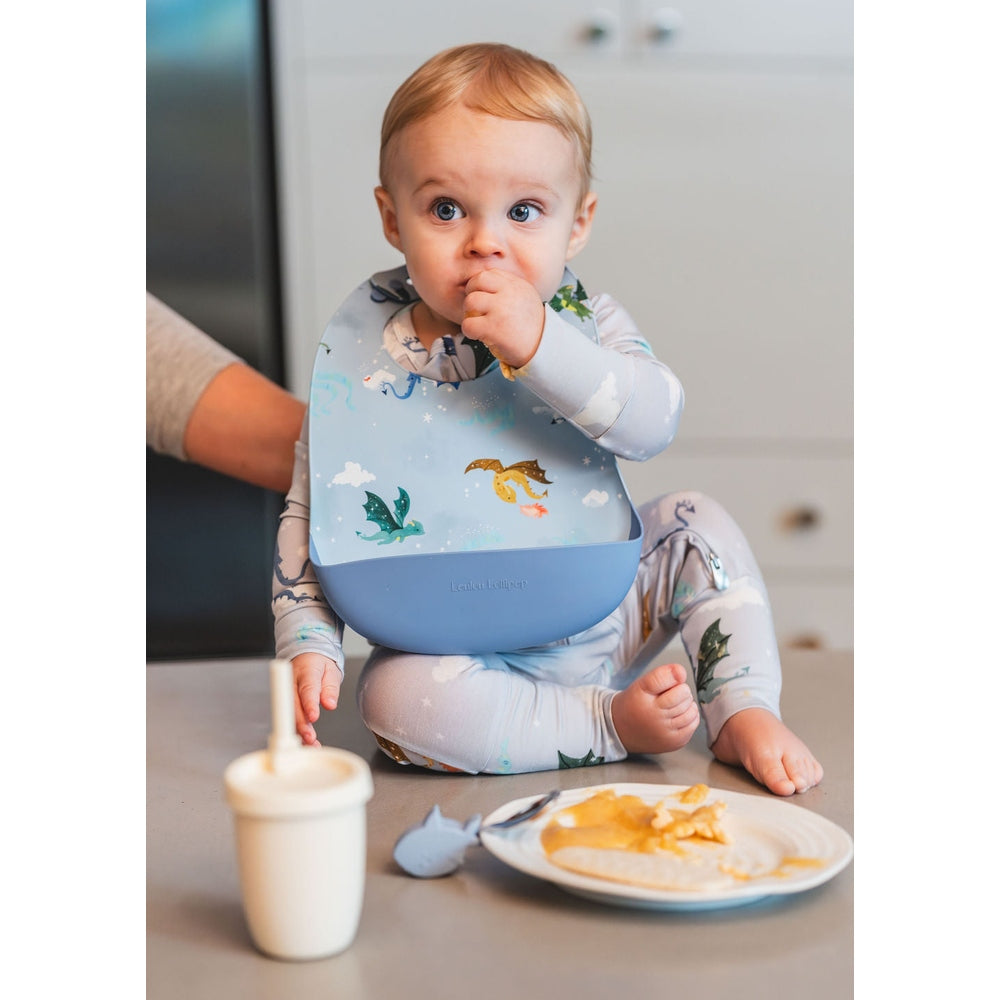 Silicone Bib Printed - Magical Dragons lifestyle view