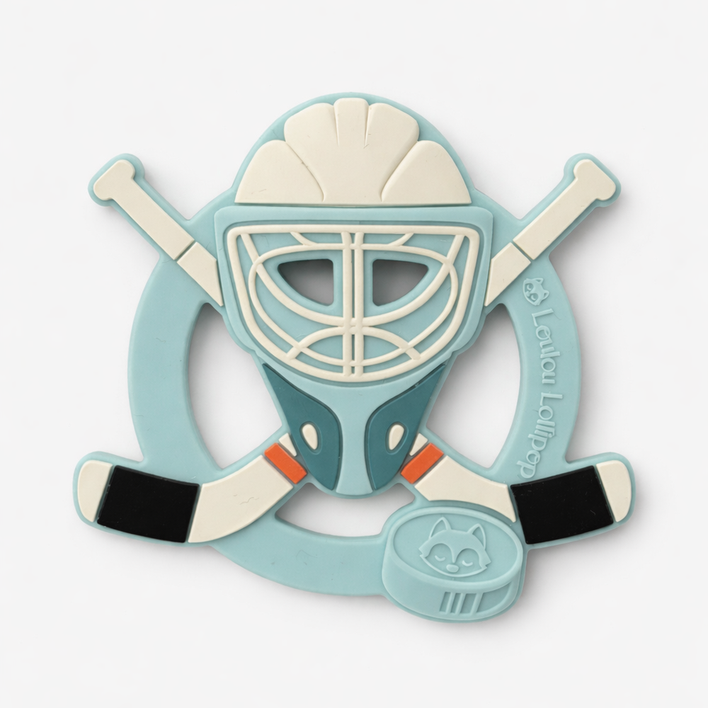 Loulou Lollipop Silicone Teether Single Hockey Helmet front view