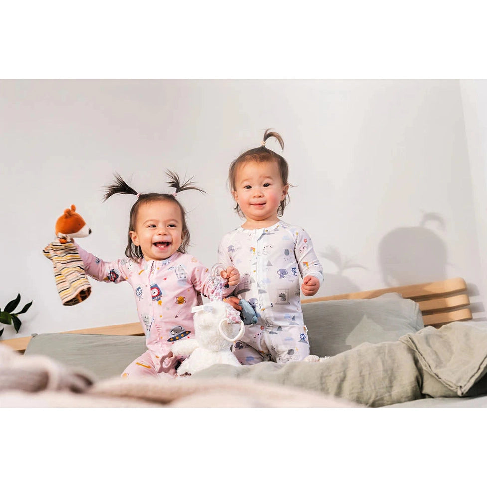 LOULOU LOLLIPOP Loulou Lollipop Sleeper Mini Mathletes zip-up footie pajamas with covered feet img 5/6