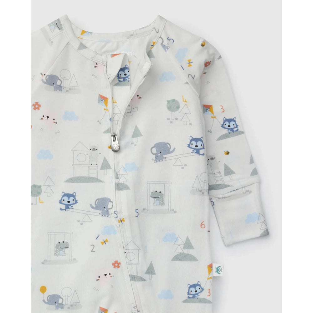 LOULOU LOLLIPOP Loulou Lollipop Sleeper Mini Mathletes center zipper closure with animals, numbers, and geometric print img 6/6