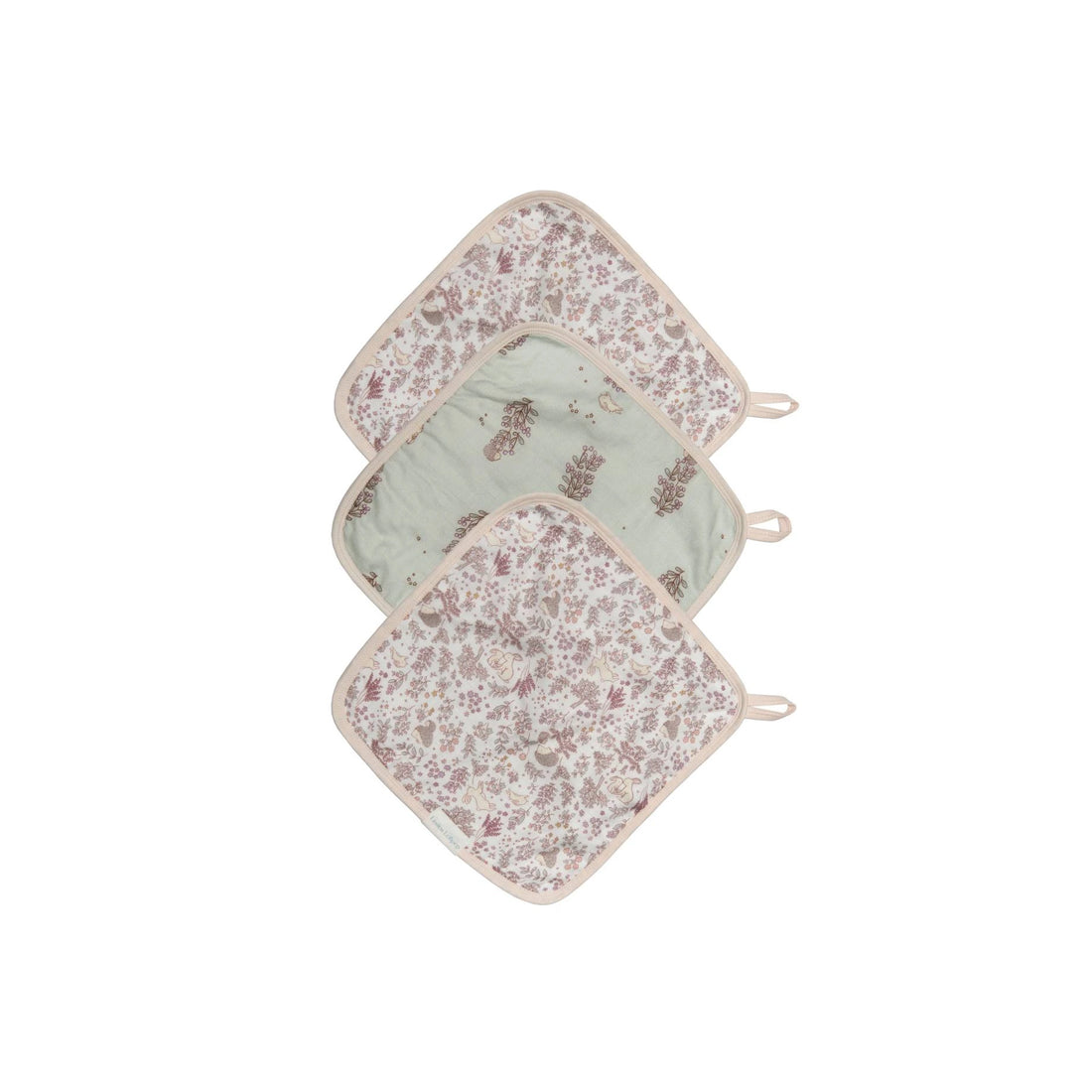 Loulou Lollipop Washcloth Set - 3 Pack - Hedgehog Forest — front product view.