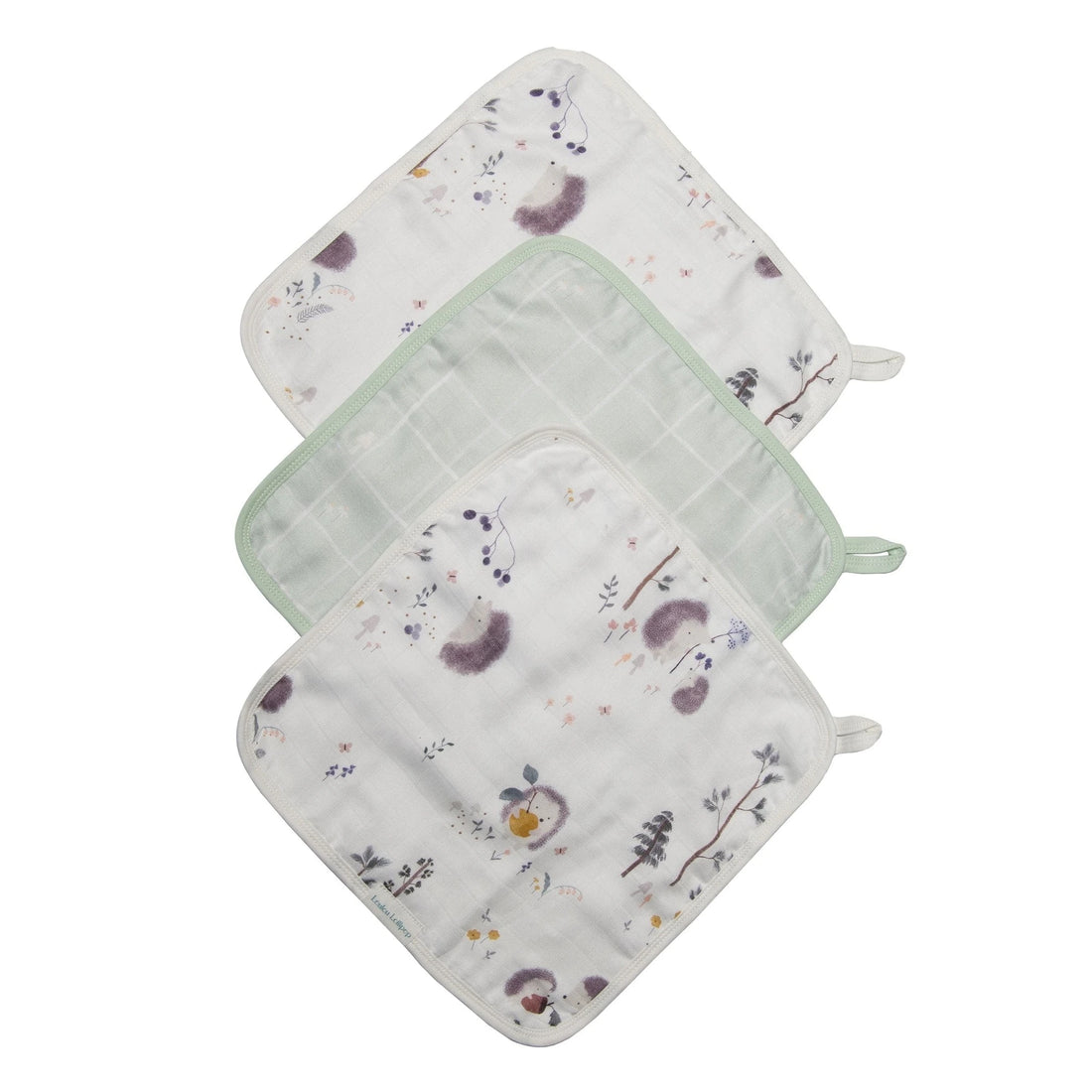 Loulou Lollipop Washcloth Set - 3 Pack - Hedgehogs — front product view.