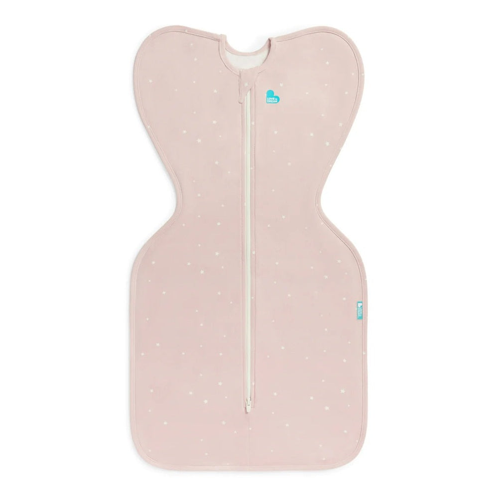 LOVE TO DREAM Love To Dream Swaddle Up Original Cotton 1.0 Tog Powder Pink Twinkle Hourglass wing-shaped design with full-length img 1/12