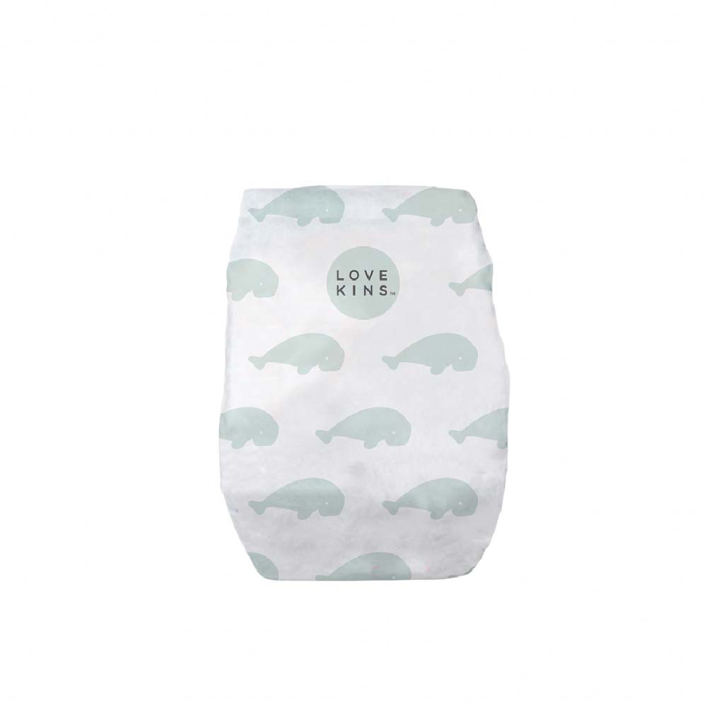 Lovekins DryProtect Crawler Nappies M (6-11kg) diaper with pale blue whale pattern