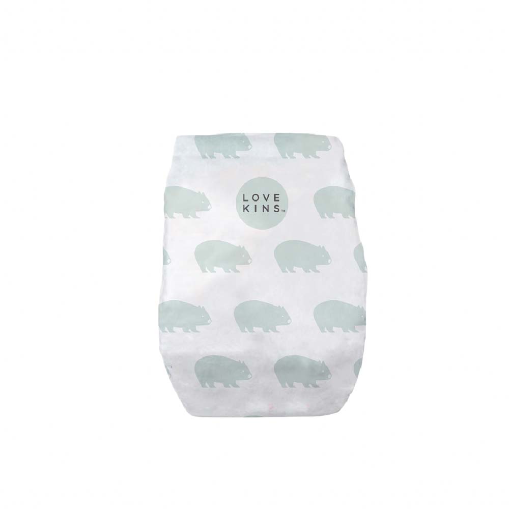 Lovekins Dryprotect Toddler Nappies L diaper pack in white with teal elephant print