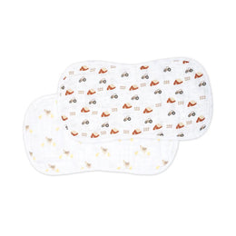 Lulujo Baby Muslin Burp Cloths Barnyard & Hens Chicks 2Pack